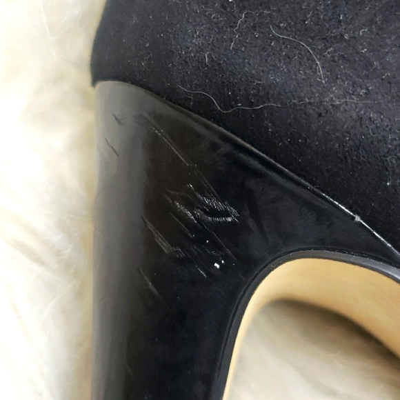 FRANCO SARTO Victor Suede Open Toe High Heel Pumps Black peep toe 8.5M - Picture 5 of 11